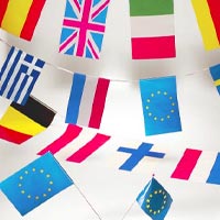 Zoom : Plastic or paper flag bunting and hand-waving flags (more than 60 countries are available)